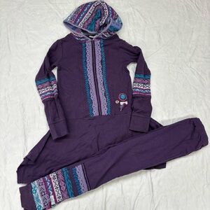 Naartjie Kids Purple Teal Hooded Knit Sweater Dress Pants Outfit Size 6 Cozy